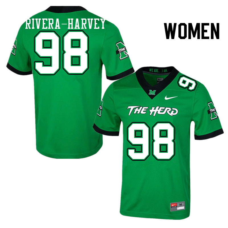 Women #98 Jalil Rivera-Harvey Marshall Thundering Herd College Football Jerseys Stitched Sale-Green - Click Image to Close